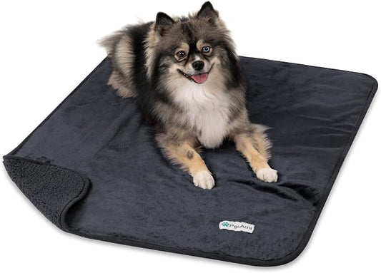 PetAmi Premium Waterproof Dog Blanket for Small Medium Dogs, Reversible Sherpa & Flannel Fleece, Leakproof Pet Throw for Couch Protection, Soft Plush Furniture Protector for Cats, Washable, 29x40 Grey by PetAmi