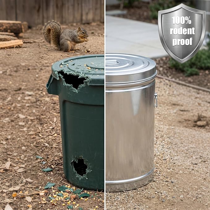 6.5 Gallon Metal Pet Food Storage Container Set with Stainless Steel Bucket, Scoop and Bowl, 30 Lbs Large Metal Dog Food Bin with Airtight Lid Suitable for Dog Cat Chicken Pet - Image 5