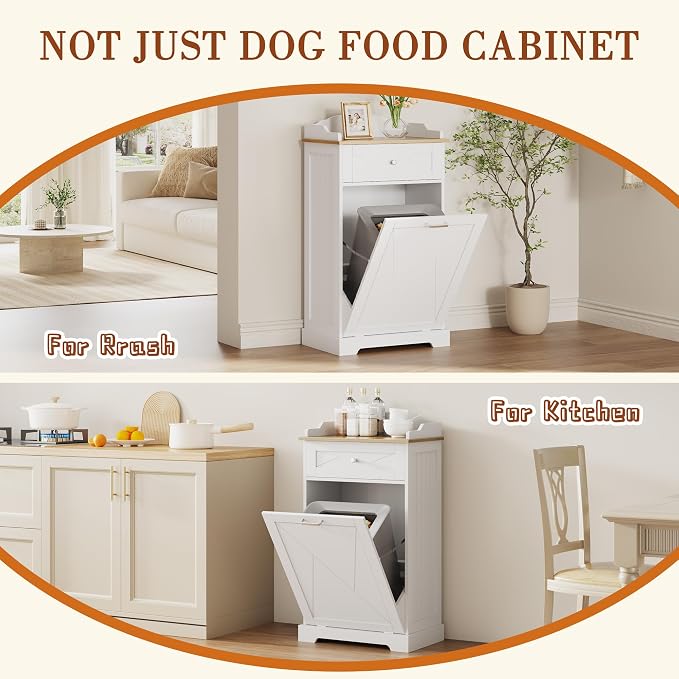 kepptory Dog Feeding Station with Storage Drawer, Pet Organizers and Storage Adjustable Shelf, Dog Feeder Station, Pet Storage Cabinet for Cats and Dogs - Image 4