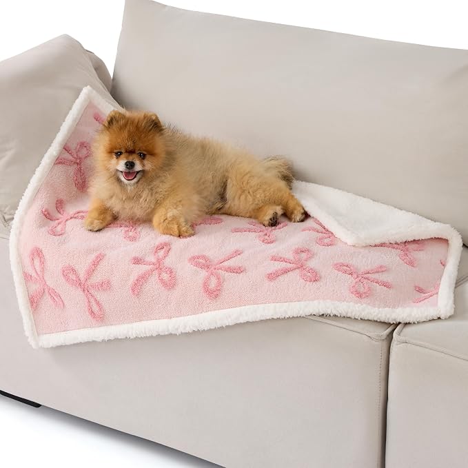 LE SURE Waterproof Dog Blankets for Small Dogs Cute Cozy 3D Jacquard,25x35 | Puppy Blanket for Cat Aesthetic Gift, Warm Soft Sherpa Throw Washable, Reversible Pet Couch Protector, Pink Taffy - Image 7