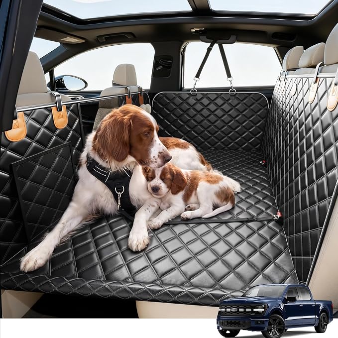 PetDance XL Dog Truck Back Seat Extender,【Hard Bottom But Soft Touch】 | Thick Support Foam,【600LBS】Stable Base Truck BackSeat Cover,100% Waterproof Anti-Scratch Hammock for Full-Size SUV & Truck by PetDance