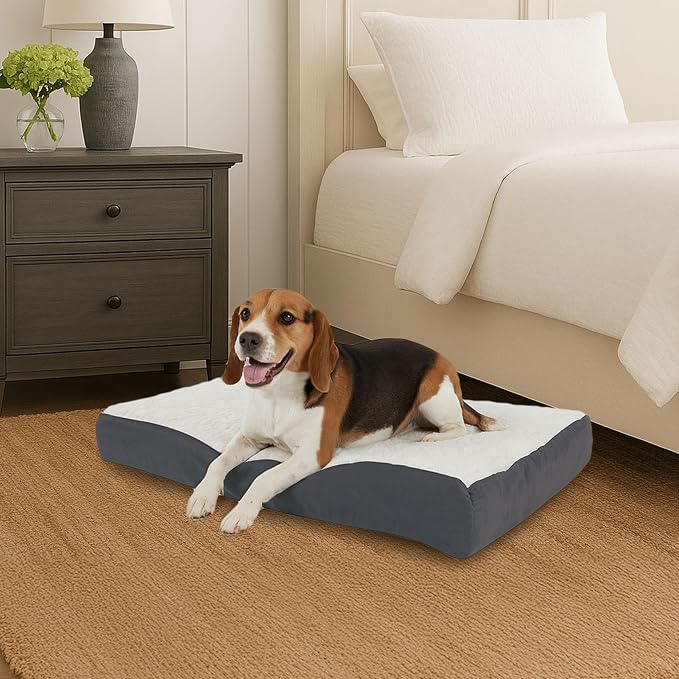PETMAKER Orthopedic Pet Bed – 2-Layer Memory Foam Dog Bed with Removable Sherpa Cover – Comes with Additional Mattress Replacement Cover (Gray) - Image 8