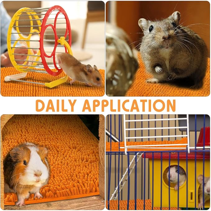 Amylove 4 Pcs Guinea Pig Cage Liner 16 x 24 Inch Washable Chenille Pee Pads Pet Dog Cat Bedding Training Mat Reusable for Small Animals Puppy Bunny Hamster Chinchilla - Image 3
