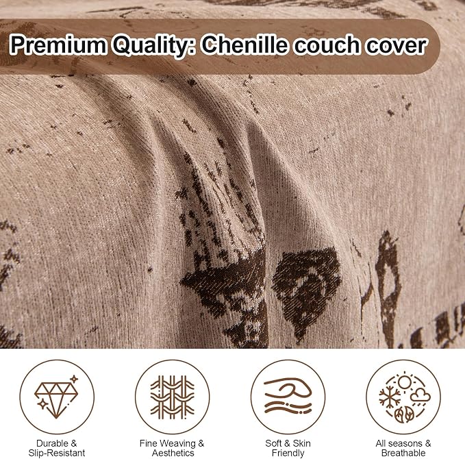 ROOMLIFE Couch Cover Boho Sofa Covers for 3 Cushion Couch Washable | Furniture Protector Sofa Couch Cover for Dogs, Soft Breathable Sofa Slipcover, Couch Throw Blankets with Tassels 71''X118'' - Image 4