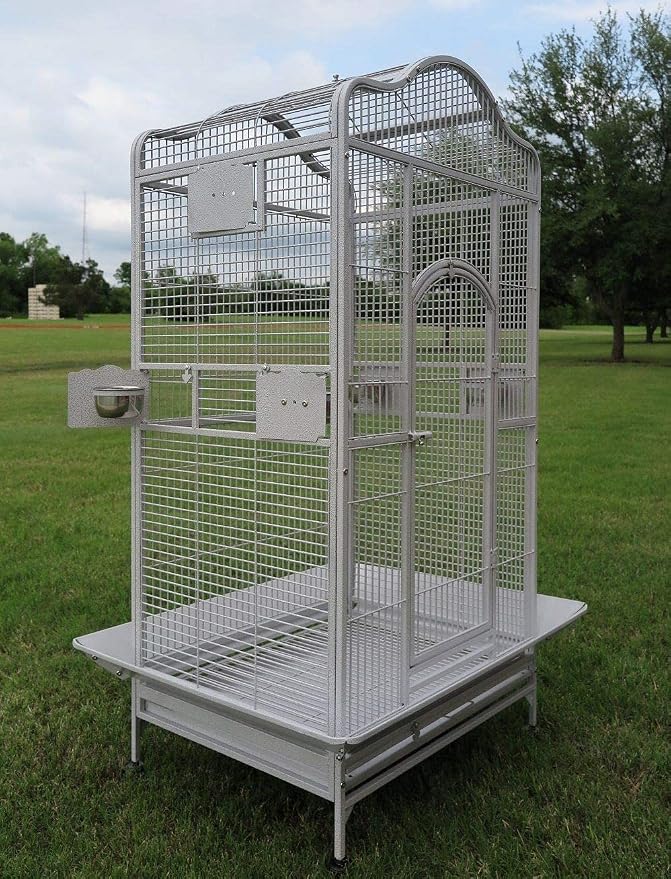 Extra Large Wrought Iron Open/Close Play Top Bird Parrot Cage, Include Metal Seed Guard Solid Metal Feeder Nest Doors Overall Dimensions: 35.25" Wx29.5"x62"H(with Seed Skirt) - Image 3