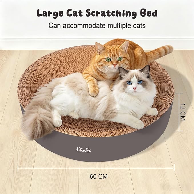 2 in 1 Round Cat Scratching Board, Cardboard Cat Scratcher for Indoor Cats, Corrugated Cat Scratch Pad for Grinding Claws and Rest (23.6") - Image 4
