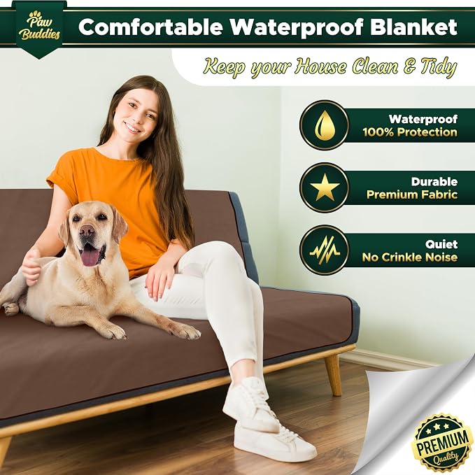 Paw Buddies Premium Waterproof Blanket 80"x90" Velvet-Feel Reversible Throw – Leakproof, Machine Washable Bed & Sofa King Size Protector for Couples, Pets & Travel + Bonus Small Blanket - Image 3