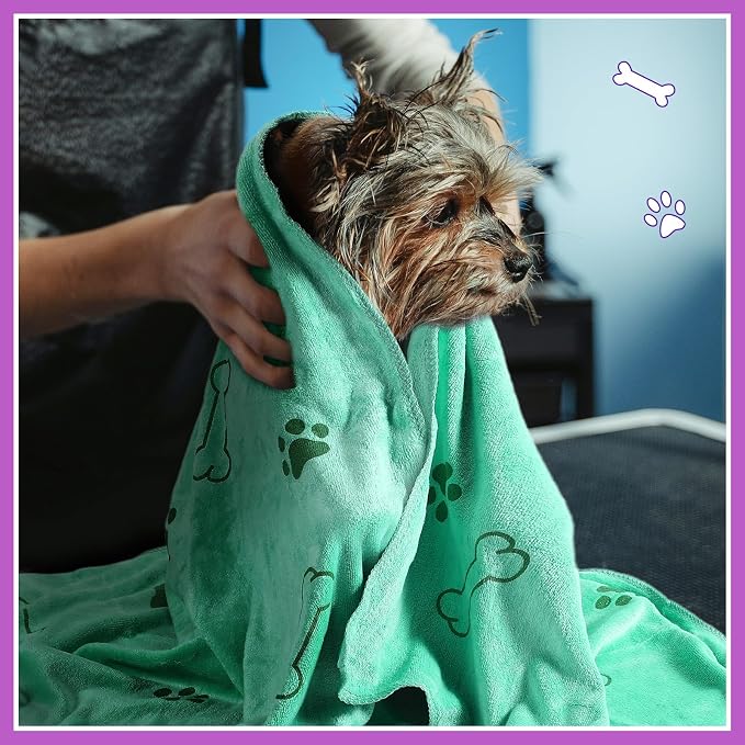 Chumia 8 Pcs Microfiber Dog Towels for Drying Dogs Cats 18 x 28 Inch Pet Towels Bulk for Medium Puppy Absorbent Fast Drying Paw Bath Bathing Supplies for Pets(Dog Paw and Bone,Classic Color) - Image 4