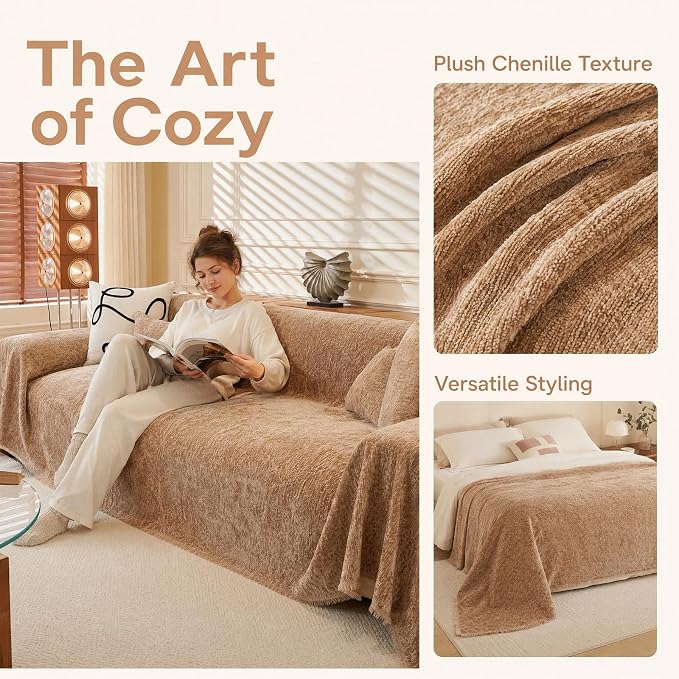 Washable Sofa Cover 71"x134" Cat Scratch Resistant Light Brown | couch protector from cat claws,sectional couch covers,couch cushion covers,pet couch cover,waterproof sofa covers - Image 5