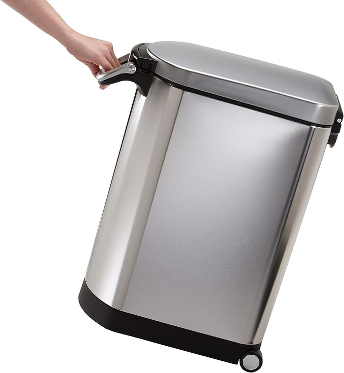 simplehuman Medium Pet Food Storage Container, Holds 25-29 lb / 11-13 kg of Dry Dog Food, Cat Food, or Bird Seed, Airtight Lock-Tight Lid with Magnetic Scoop, BPA-Free, Brushed Stainless Steel - Image 7