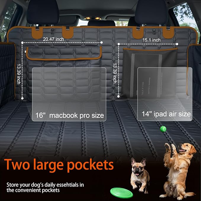 Reliadura SUV Cargo Liner for Dogs, Waterproof Trunk Cover with Bumper Flap | Brown quilted dog cargo mat with side panels, bumper flap, scratch-resistant, non-slip backing, pockets and universal fit - Image 4