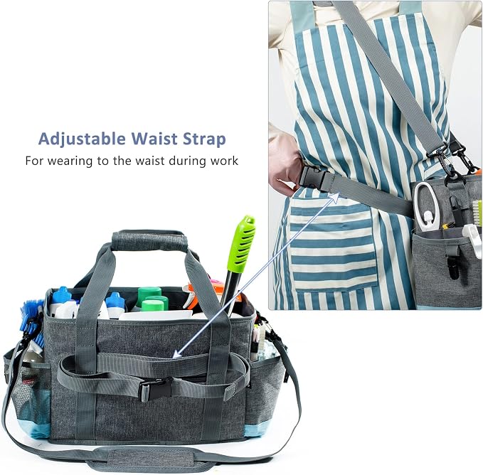 Large Cleaning Caddy for Cleaning Suppliers Organizer,15" Storage Organizer for House Clean Essential, Wearable Cleaing Bag, Storage Caddy for Housekeeping - Image 3