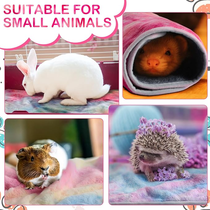 Reginary 4 Pcs Waterproof Guinea Pig Blankets Washable Small Animal Fleece Bedding Absorbent Guinea Pig Cage Liners Reusable Training Pee Pad Pet Sleep Mat for Hamster(Tie Dye Pattern,35 x 24 Inch) - Image 6