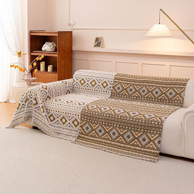 ROOMLIFE Couch Cover 3 Cushion Sofa, Washable Non Slip Furniture Sofa Protector Cover, Soft Chenille Sofa Slipcovers Sectional L Shape Dogs Couch Cover Throw Blanket with Tassels 71''X118'' - Image 8