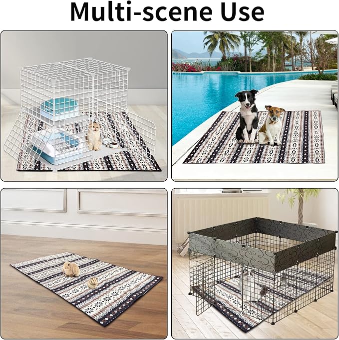VCEPJH Large Rabbit Floor Mats for Indoor Rabbit Cage Liners Washable 78.7"X47.2" Reusable Bunny Rugs for Playpen Pad Soft Animal Cage Flooring Anti Slip Pet Carpet for Ferret Guinea Pig Bedding - Image 5