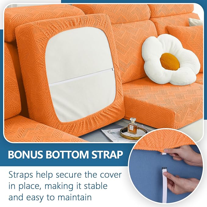 hyha Individual Couch Cushion Covers, Sofa Seat Cushion Covers Washable | Stretch Dog Couch Cover, Elastic Bottom, Anti-Slip Furniture Protector, Ideal For Pets & Kids, Durable Sofa Slipcover, 3 Pcs - Image 4