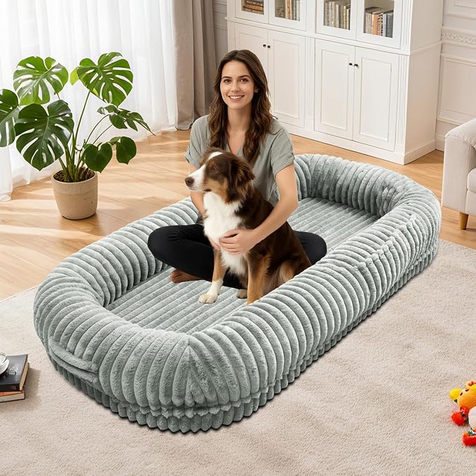 Human Dog Bed for Adult,Large Dog Bed 70"x38"x10" | Orthopedic Washable XL Dog Bed with Memory Foam (Lightgrey) - Image 7