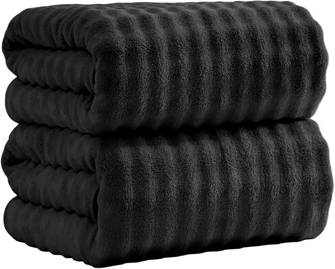 Bath Sheets Set 40x80 Inches Microfiber Extra Large BathTowels Super Soft Absorbent Quickly Dry Shower Towels for Bathroom (Black,PK 2) by FITIFINE