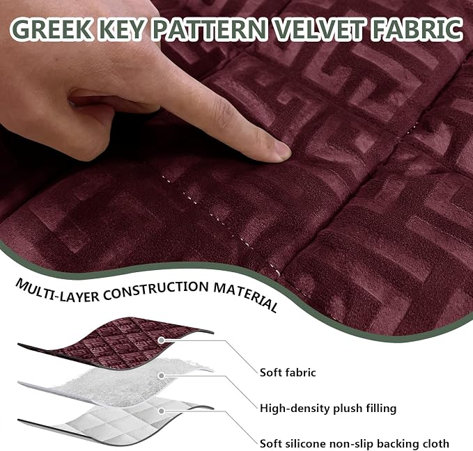 Paw Cart Couch Cover Caravan Quilted Sofa Topper Greek Key Pattern Washable Non Slip Soft Pet Protector for Any Type of Couch (Wine Red,W 94“ x D 28” 1 Piece) - Image 5