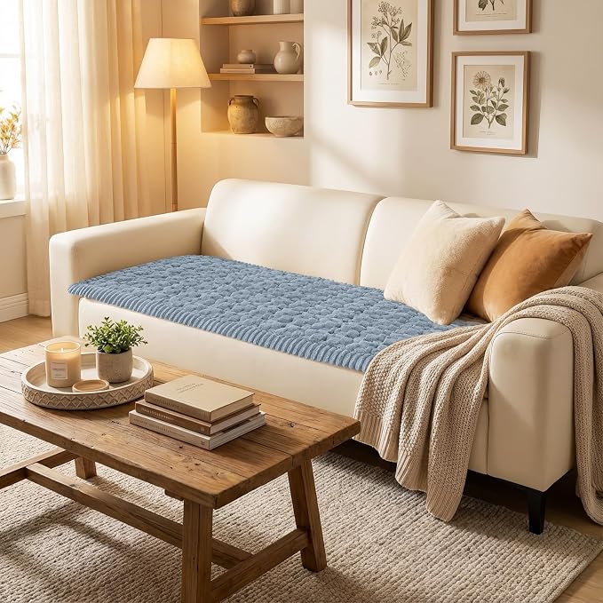 Smiry Non Slip Couch Covers for Dogs, Scratch Resistant Pet Sofa Protector | Machine Washable Soft Fuzzy Thick Furniture Cover for Sofa Loveseat Sectional Large Dogs, Airy Blue, 27.6" x 59" - Image 2