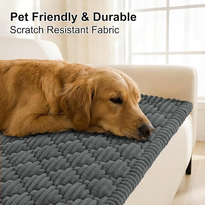 Smiry Couch Cover for Dogs Washable, Non Slip Fuzzy Pet Sofa Protector | Soft Thick Furniture Cover for Sofa, Loveseat and Sectional, Scratch & Pet Hair Resistant (Dark Grey, 27.6" x 59") - Image 3