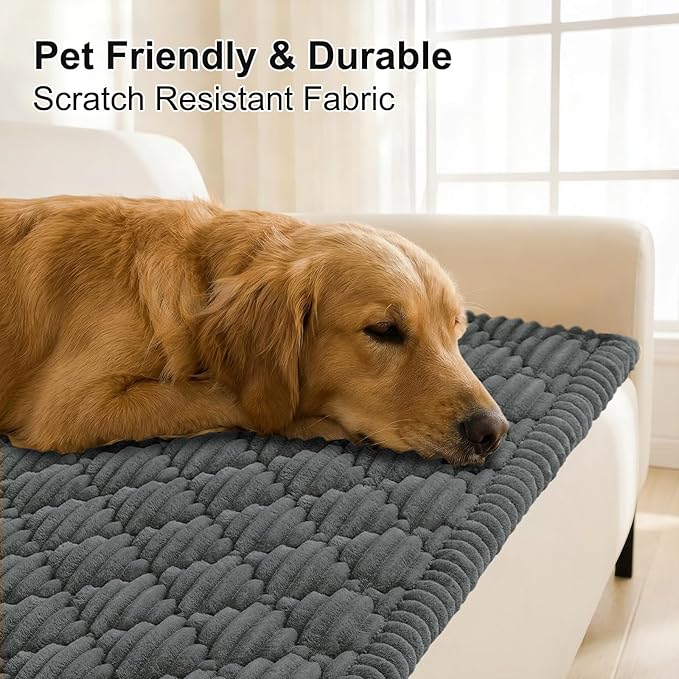 Smiry Couch Cover for Dogs Washable, Non Slip Fuzzy Pet Sofa Protector | Soft Thick Furniture Cover for Sofa, Loveseat and Sectional, Scratch & Pet Hair Resistant (Dark Grey, 27.6" x 27.6") - Image 3