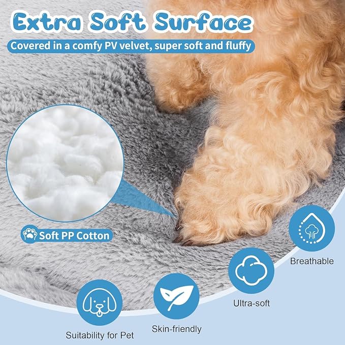 Dog Crate Pad Washable, Plush 42 x 28 Inch Anti-Slip Kennel Mat for Medium & Large Dogs, Fits Wire or Metal Crates, Travel, Home & Training Use, Dark Grey - Image 2