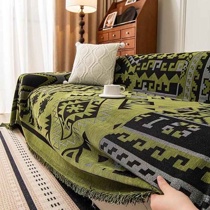 ROOMLIFE Couch Cover 3 Cushion Sofa, Washable Non Slip Furniture Sofa Protector Cover, Soft Chenille Sofa Slipcovers Sectional L Shape Dogs Couch Cover Throw Blanket with Tassels 71''X150'' by ROOMLIFE
