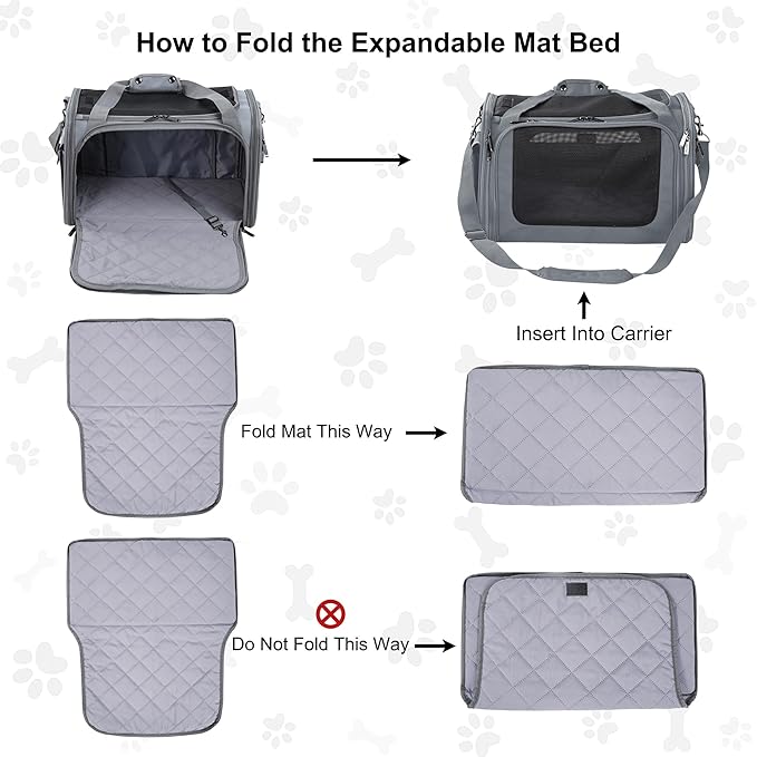 EliteField Deluxe Soft-Sided Pet Carrier (3 Year Warranty, Airline Approved), Travel Bag for Dogs, Cats & Small Pets, with Expandable Mat
