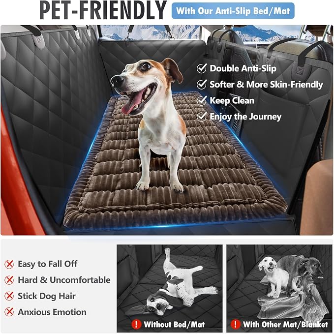 Dog Bed for Car Back Seat, Non-Slip Backseat Pet Mat XL, 59”X27.5” | Soft Blanket for Travel, Plaid Flannel, Quilted PP Cotton Filling, Non-Slip Backing, Machine Washable, Fit Backseat Extenders - Image 2