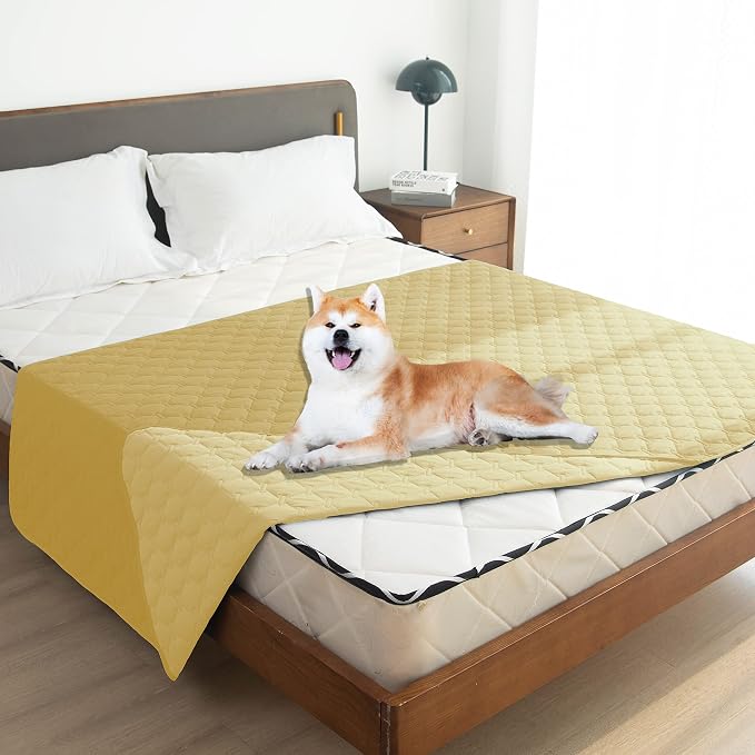 gogobunny 100% Double-Sided Waterproof Dog Bed Cover Pet Blanket Sofa Couch Furniture Protector for Puppy Large Dog Cat, Reversible (68x82 Inch (Pack of 1), Dark Yellow/Light Yellow) - Image 7