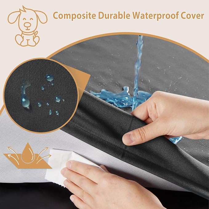 BFPETHOME Outdoor Waterproof Dog Bed for Large Dogs, Washable Cover, 42" | Outdoor & Indoor Use, Waterproof, For Medium, Large, Extra Large Dogs, Orthopedic, Egg Crate Foam, Up to 90 lbs - Image 3