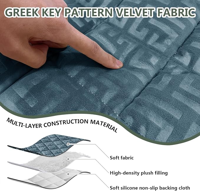 Paw Cart Couch Cover Caravan Quilted Sofa Topper Greek Key Pattern Washable Non Slip Soft Pet Protector for Any Type of Couch (Dark Teal,W 47“ x D 28” 1 Piece) - Image 5