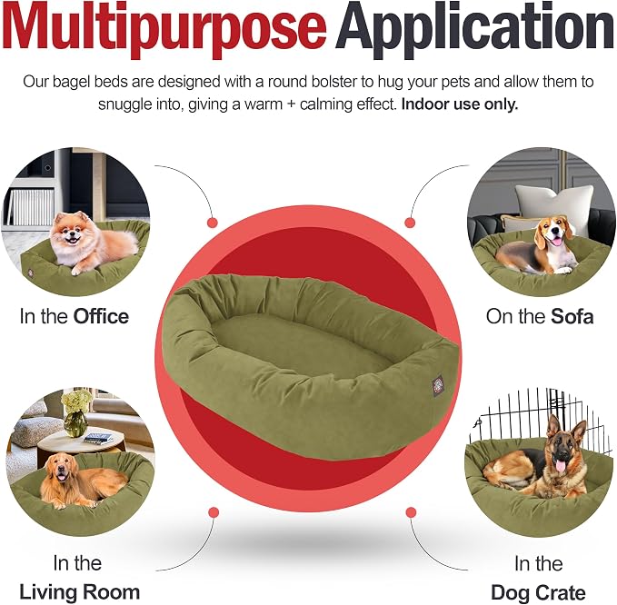 Majestic Pet 24 Inch Suede Calming Dog Bed Washable – Cozy Soft Round Dog Bed with Spine Support for Dogs to Rest Their Head - Fluffy Donut Dog Bed 24x19x7 (Inch) - Round Pet Bed Small – Sage (2025) - Image 5