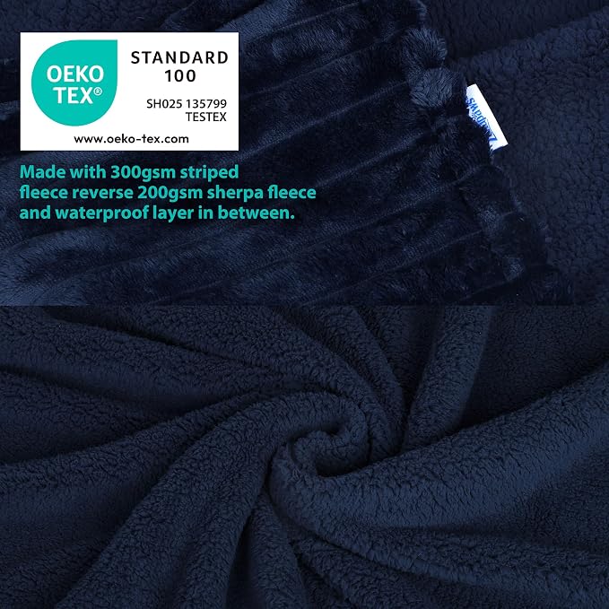 Waterproof Pet Blanket for Large Dogs & Cats - Reversible Calming Plush, Washable Furniture Cover for Couch, Bed, Car Seat, Blocks Leaks, Stains & Pet Fur (Navy, 30"x40") - Image 2