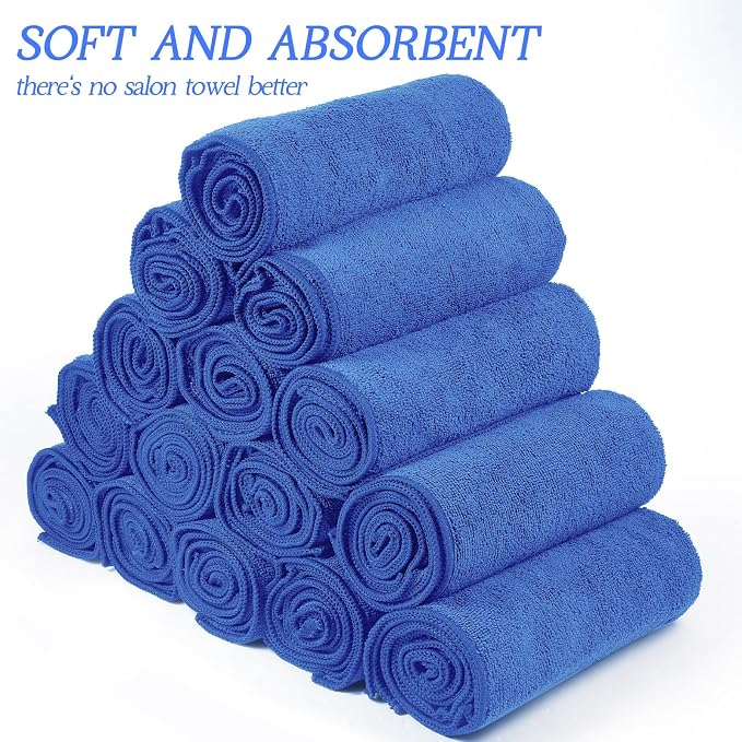 Shimeyao 40 Pack Bleach Proof Towels Microfiber Absorbent Resistant Hair Hand Towels Bulk Quick Dry for Barber Gym Bath Spa Shaving (Blue,16 x 29 Inch) - Image 3
