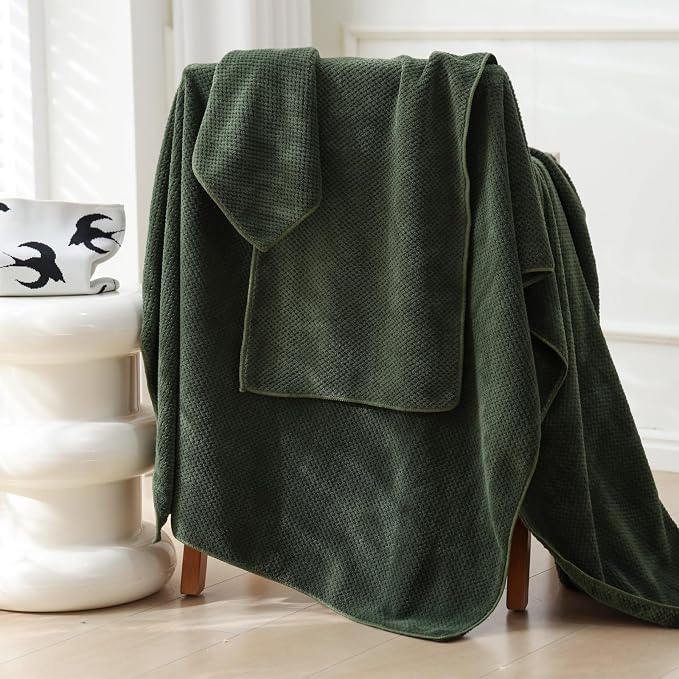 30x60 Inches Extra Large Bath Towels Set Super Soft Absorbent Luxury Microfiber Towels for Bathroom(Olive Green, 6PCS) - Image 4