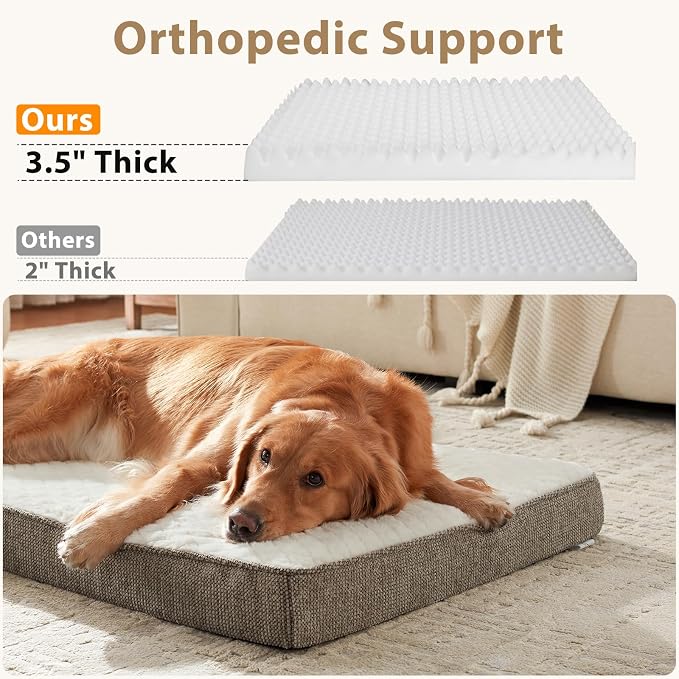 JOEJOY Orthopedic Dog Bed for Small Dogs, Washable Dog Crate Bed Small Sized with Removable Cover, Egg Memory Foam Pet Beds, Beige, 23"x17" - Image 5