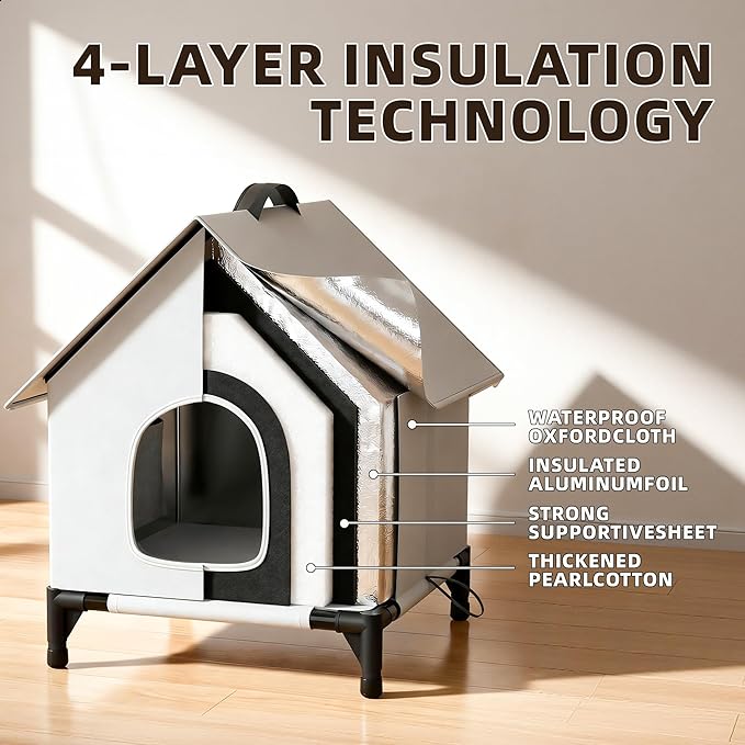 Cooling Cat House with Ice Packs for Outside&Indoor,Insulated and Weatherproof,Selfwarming Cat Shelter,Large Cave Bed for Garden (L, Cold) - Image 3