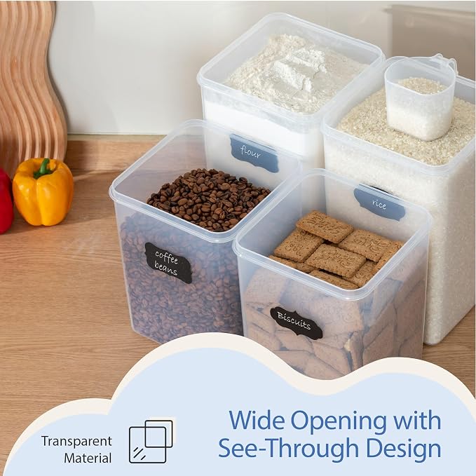 Chef's Path Large Airtight Food Storage Containers with Lids, Pack of 6, 3pcs 6.5L and 3pcs 5.2L, Kitchen and Pantry Canisters for Sugar, Flour, and Baking Supplies - Transparent - Image 5