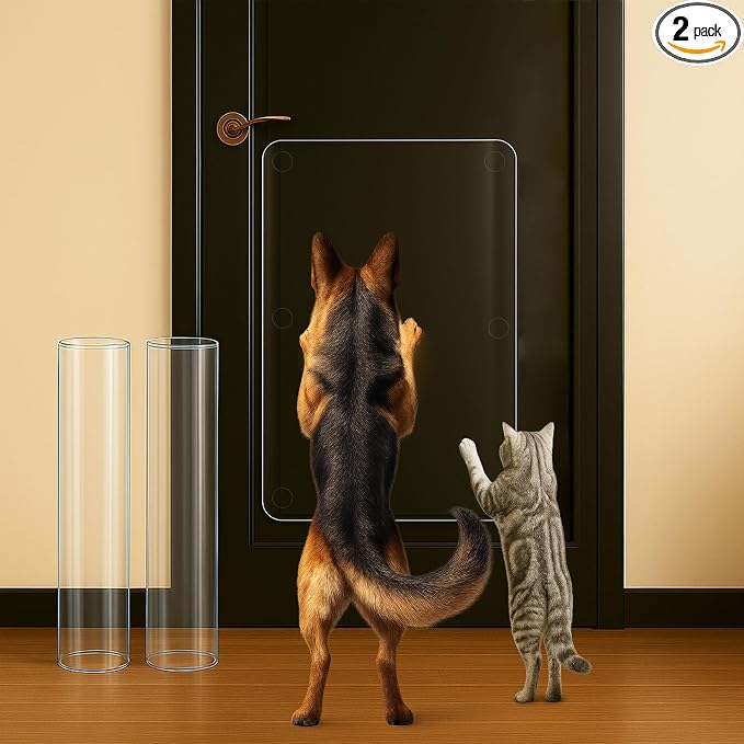 Dog Door Scratch Protector 2-Pack 16 x 30’’ Customizable Transparent PVC Film, Anti-Scratch Guard for Doors & Trim, Damage Proof Protection by Lupvar