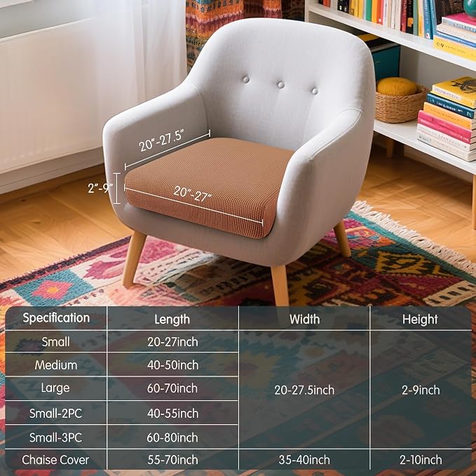 Hokway Couch Cushion Covers Stretch Cushion Covers Sofa Seat Cushion Slipcover Cushion Protector(Brick, Small) - Image 3