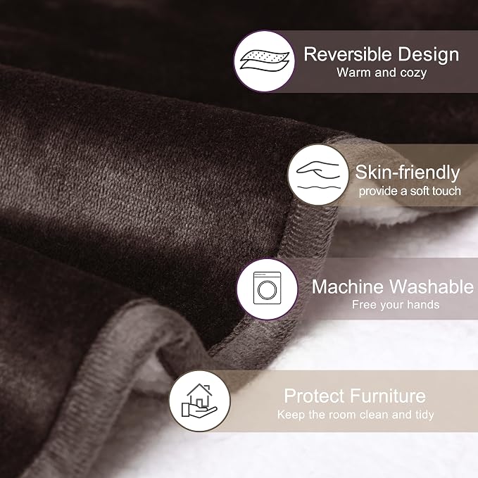 gogobunny Waterproof Bed Blanket, Reversible Sherpa Fleece Throw Blanket for Dog Puppy Cat, Furniture Cover Protects Bed Couch Sofa from Liquid Pee and Pet Fur (Dark Brown, 25x35 inches) - Image 4