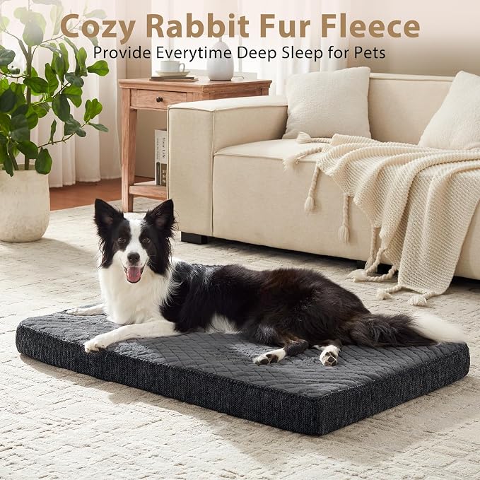 JOEJOY Orthopedic Medium Dog Bed, Washable Dog Crate Bed Medium Sized with Removable Cover, Egg Memory Foam Pet Beds, Grey, 29"x18" - Image 9