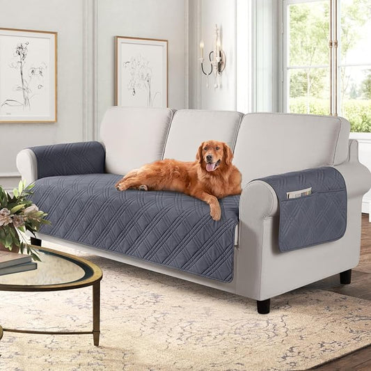 TAOCOCO Waterproof Couch Covers for Pets Dogs with Non Slip Backing, Sofa Seat Covers with Side Pocket for 3 Cushion Couch Washable Dog Couch Cover Protector Sofa Slipcovers(Sofa, Dark Grey) by TAOCOCO