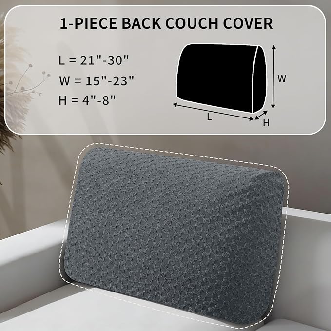 YEMYHOM Couch Cushion Covers for Sofa, Stretch Sectional Back Cushion Covers Washable Thick Furniture Protector Sofa Slipcovers for Pets (1PC Back Couch Cover, Dark Gray) - Image 2