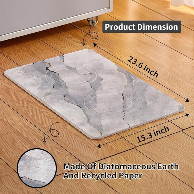 Diatomite Stone Pet Feeding Mat for Dog Cat Super Absorbent Diatomite Quick Drying Stone Dog Food Mat, Dog Mats for Food and Water with Non-Slip Station, Fast Dry Pet Mats, Marble Cyan - Image 4