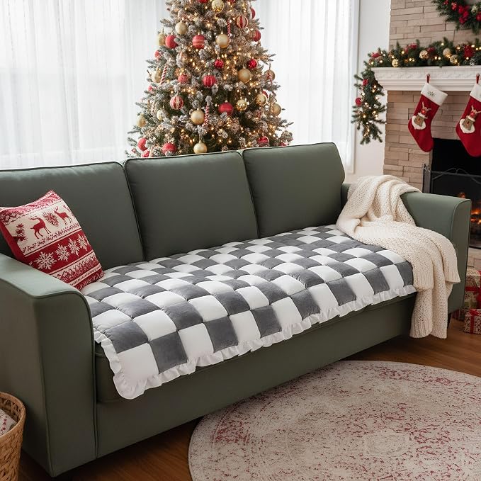 LiveGo Couch Cover for Dogs Washable, Sofa Cover Protector, Couch Covers for 3 Cushion Couch Sofa Pet Friendly, Soft, Non Slip (Gray-1, 70x210 cm / 27.6x82.7 in) by LiveGo