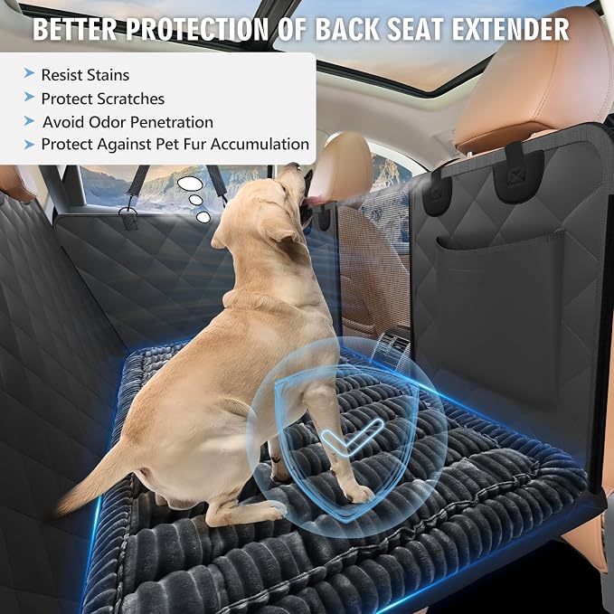 Dog Bed for Car Back Seat, Non-Slip Backseat Pet Mat Standard, 51''X23.5'' | Soft Blanket for Travel, Plaid Flannel, Quilted PP Cotton Filling, Non-Slip Backing, Machine Washable, Fit Backseat Extenders - Image 4
