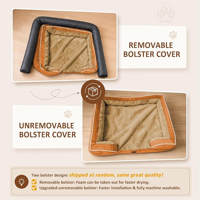 Comfort Expression Orthopedic Dog Bed for Extra Large Dogs with Bolster | Waterproof Dog Couch Bed with Washable Cover & Non-Slip Bottom, Supportive Egg Crate Foam XL Pet Bed, 45x35 Inch - Image 6